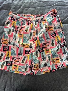Janie and Jack Pink Tropical Postcard Swim Trunks